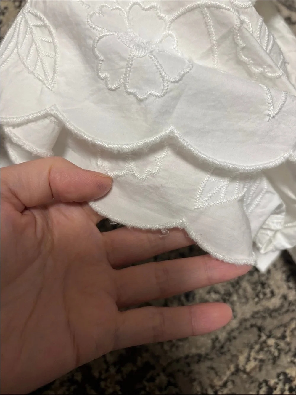 Zara White Eyelet Lace Collar Long Sleeve Blouse size S